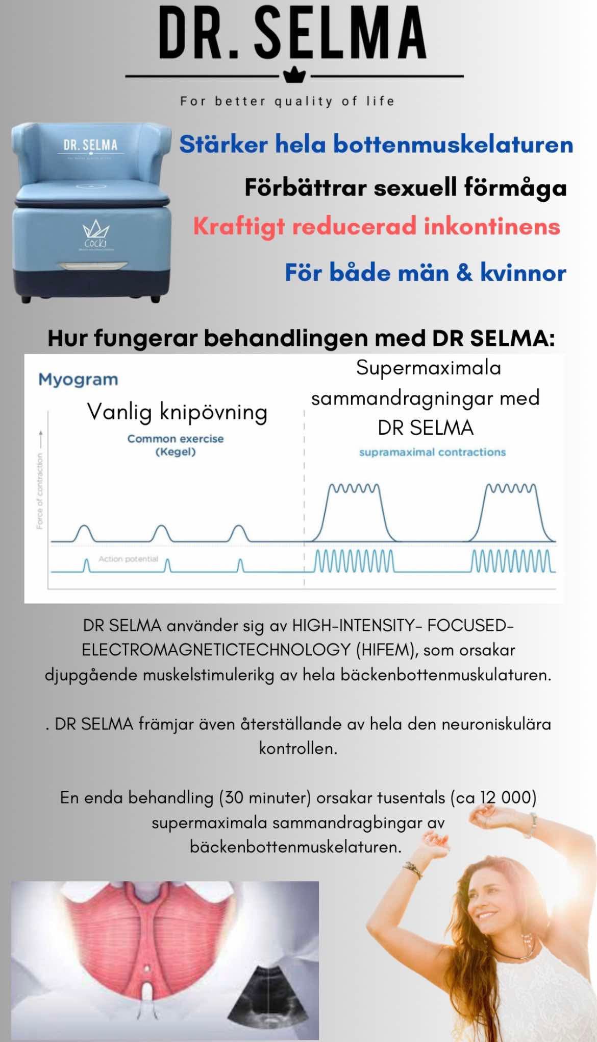DR.Selma Chair, Inkontinens, knipövningar, starkare bäckenbotten